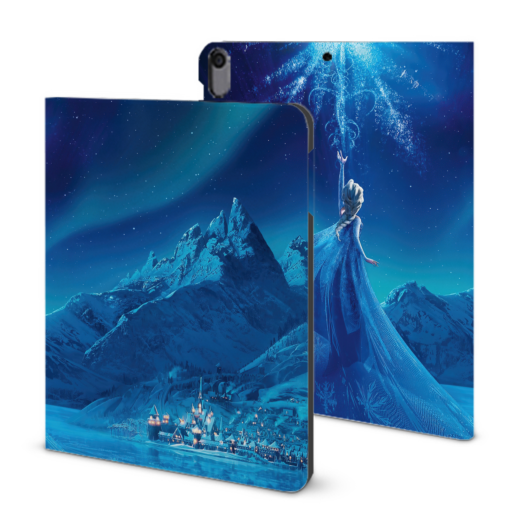 （画像用） アナと雪の女王 アンナ エルサ Frozen Anna Elsa IPad ケース ブック型 PUレザー TPU 耐衝撃 軽量 薄型 ペン収納なし 全面保護 IPad 各モデル対応